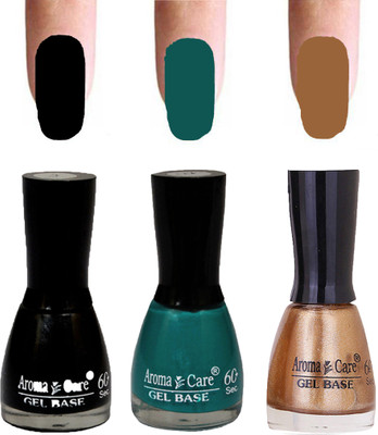 

Aroma Care Velvet Dull Matte Nail Polish Combo in Wholesale Rate Black,Green,Dark Golden(Pack of 3)