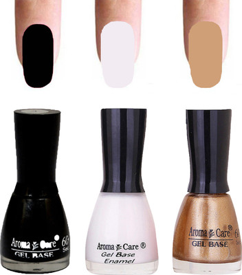 

Aroma Care Velvet Dull Matte Nail Polish Combo in Wholesale Rate Black,White,Dark Golden(Pack of 3)