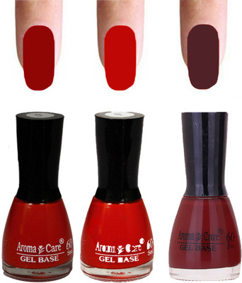 

Aroma Care Velvet Dull Matte Nail Polish Combo in Wholesale Rate Red,Reddish Orange,Tan(Pack of 3)