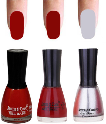 

Aroma Care Velvet Dull Matte Nail Polish Combo in Wholesale Rate Red,Reddish Maroon,Silver(Pack of 3)