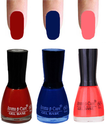

Aroma Care Velvet Dull Matte Nail Polish Combo in Wholesale Rate Red,Blue ,Orange(Pack of 3)