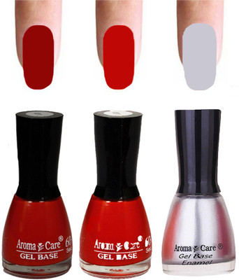 

Aroma Care Velvet Dull Matte Nail Polish Combo in Wholesale Rate Red,Reddish Orange,Silver(Pack of 3)