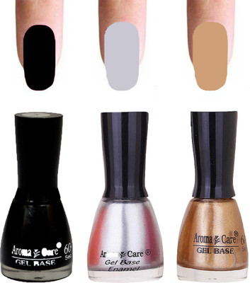 

Aroma Care Velvet Dull Matte Nail Polish Combo in Wholesale Rate Black,Silver,Dark Golden(Pack of 3)