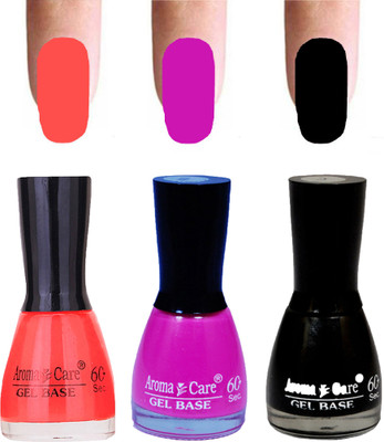 

Aroma Care Velvet Dull Matte Nail Polish Combo in Wholesale Rate Orange,Neon Pink,Black(Pack of 3)