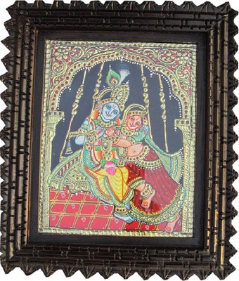 Mirracrafts Radha Krishna Tanjore Painting Religious Frame