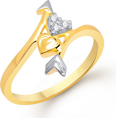 VK Jewels Arrow Heart Shaped for Women and Girls Alloy Cubic Zirconia Gold Plated Ring