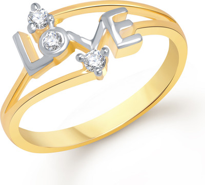 VK Jewels LOVE Shaped for Women and Girls Alloy Cubic Zirconia Gold Plated Ring