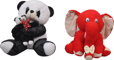 

mega star Sitting mother panda with baby panda in hand and elephant - 55 cm(Multicolor)
