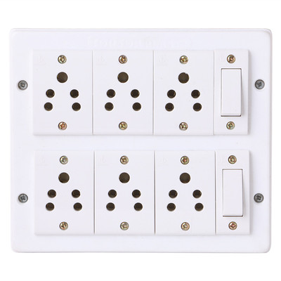 BAHUL Power Strip extension multi outlet board Fitted with 2 Anchor Switches And 6 Anchor Sockets with 2 metre Chord With 5 Amp Plug 6  Socket Extension Boards(White, 2 m)
