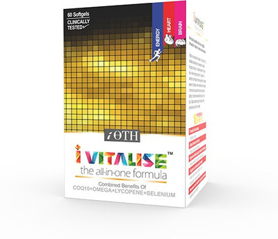 

iOTH iVitalise - Mega Formulation of COQ10 (COENZYME Q10) + Omega + Lycopene + Selenium for Broad Spectrum Health Benefits(60 mg)