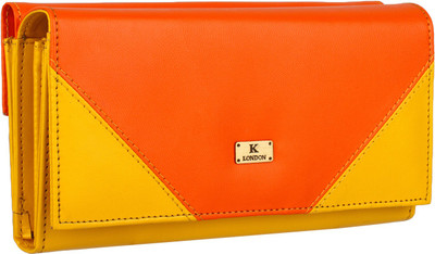 

K London Women Orange, Yellow Artificial Leather Wallet(4 Card Slots)