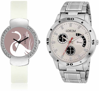 

LOREM WAT-W06-0101-W07-0026-COMBOLOREMSilver::White Designer Stylish Shape Best Offer Combo Couple Watch - For Men & Women