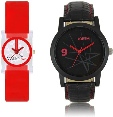 LOREM WAT-W06-0008-W07-0009-COMBOLOREMBlack::White Designer Stylish Shape Best Offer Combo Couple Watch  - For Men & Women   Watches  (LOREM)