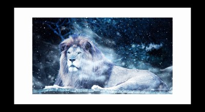 

ravgar Lion in Snow Winter Vintage art Canvas Painting Wall Art [16 x 20 inch] Framed Cotton Fine Grain Primed Canvas Board (Set of 1)(Multicolor)