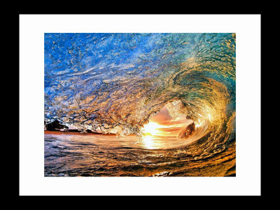 

ravgar Sunset Sea Wave Painting Canvas Painting Wall Art [16 x 20 inch] Framed Cotton Fine Grain Primed Canvas Board (Set of 1)(Multicolor)
