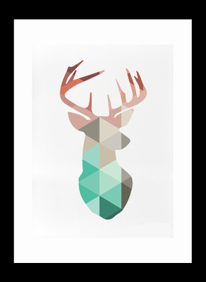 

ravgar Geometric Coral Deer Canvas Painting Wall Art [16 x 20 inch] Framed Cotton Fine Grain Primed Canvas Board (Set of 1)(Multicolor)
