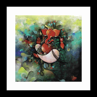 

ravgar Lord Ganesha Ganpati Bappa Siddhivinayak Vighanharta Canvas Painting Wall Art [16 x 16 inch] Framed Cotton Fine Grain Primed Canvas Board (Set of 1)(Multicolor)