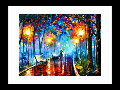 

ravgar Lovers walking hand in hand in the Garden Painting Canvas Painting Wall Art [16 x 20 inch] Framed Cotton Fine Grain Primed Canvas Board (Set of 1)(Multicolor)