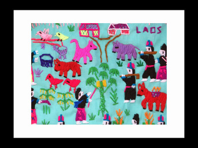 

ravgar Laos Folk Art Embroidery Silk Industry Characters Painting Canvas Painting Wall Art [16 x 20 inch] Framed Cotton Fine Grain Primed Canvas Board (Set of 1)(Multicolor)