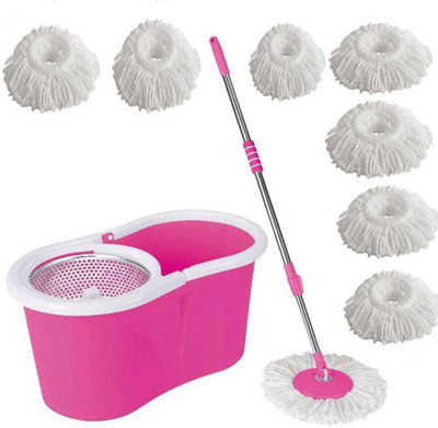 

Zido Easy to Clean Stainless Steel wringer 360 degree rotating mop with 7 Absorbers Mop Set