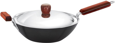 HAWKINS Futura Flat Bottom INW30S Wok with Lid 3 L capacity 27 cm diameter(Hard Anodised, Non-stick, Induction Bottom)