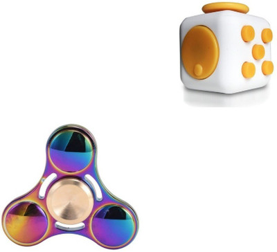 

GOSLASH COMBO OF METAL FIDGET SPINNER II FIDGET CUBE(Multicolor)