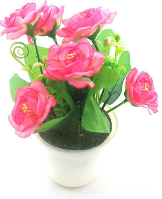 

Importwala Pink Assorted Artificial Flower with Pot(7 inch, Pack of 1)