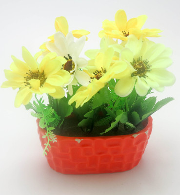 

Importwala Yellow Assorted Artificial Flower with Pot(7 inch, Pack of 1)