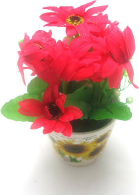 

Importwala Red Gerbera Artificial Flower with Pot(7.25 inch, Pack of 1)