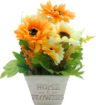 

Importwala Orange, Yellow Gerbera Artificial Flower with Pot(7 inch, Pack of 1)