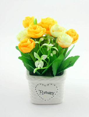 

Importwala Yellow Assorted Artificial Flower with Pot(7 inch, Pack of 1)