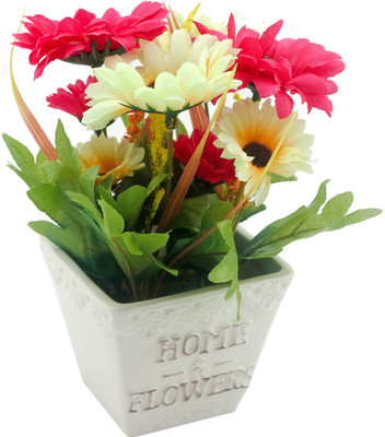 

Importwala Pink, Yellow Gerbera Artificial Flower with Pot(7 inch, Pack of 1)