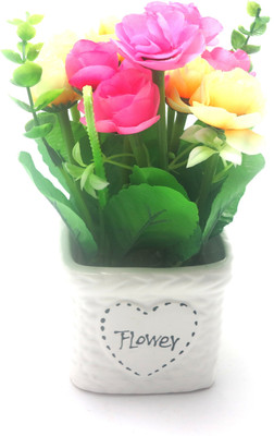 

Importwala Pink, Yellow Assorted Artificial Flower with Pot(7 inch, Pack of 1)