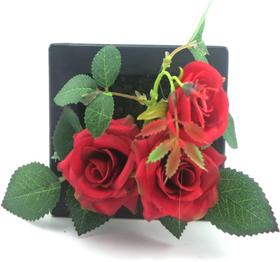 

Importwala Red Rose Artificial Flower with Pot(6 inch, Pack of 1)