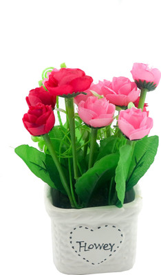 

Importwala Pink, Red Rose Artificial Flower with Pot(7 inch, Pack of 1)
