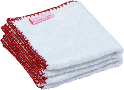 

Mumma's Touch Cotton 400 GSM Bath Towel(Pack of 2, White), Off white - red border