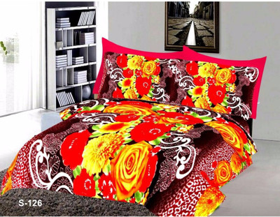 Casa Confort 144 TC Cotton Double Printed Bedsheet(Pack of 1, Multicolor)