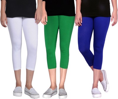 Tanunni Women White, Green, Blue Capri