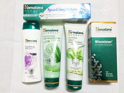 Himalaya Soothing Body Lotion, Moisturizing Aloe Vera Face Wash, Purifying Neem Peel Off Mask, Bleminor Anti Blemish Cream, Toothpaste(Set of) Flipkart
