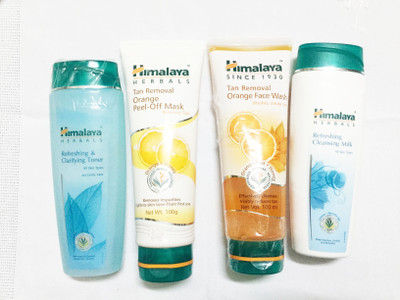 

Himalaya Refreshing & Clarifying Toner, Tan Removal Orange Peel Off Mask, Tan Removal Orange Face Wash, Refreshing Cleansing Milk(Set of)