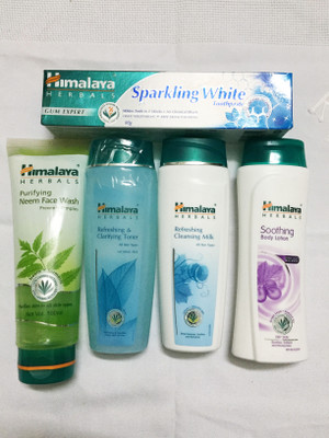 

Himalaya Purifying Neem Face Wash, Refreshing & Clarifying Toner, Refreshing Cleansing Milk, Soothing Boy Lotion, Toothpaste(Set of)