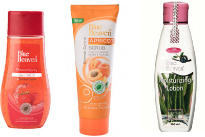 

Blue Heaven strawberry face wash,apricot scrub with lotion(Set of 3)