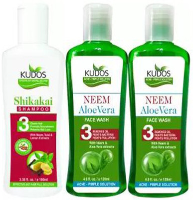 KUDOS AYURVEDA SHAMPOO & FACE WASH(Set of 3)