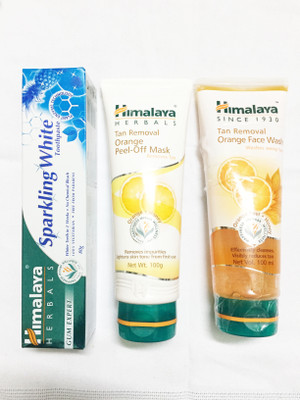 

Himalaya Tan Removal Orange Peel Off Mask, Tan Removal Orange Face Wash, Toothpaste(Set of)