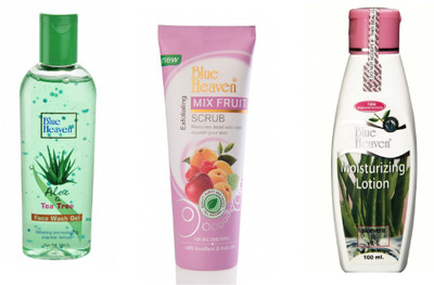 

Blue Heaven aloe&tea tree face wash,mix fruit scrub with lotion(Set of 3)