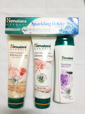 

Himalaya Clear Complexion whitening face wash, Clear Complexion whitening face Scrub, Soothing Boy Lotion, Toothpaste(Set of)