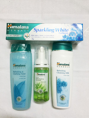 

Himalaya Refreshing & Clarifying Toner, Purifying Neem Foaming Face Wash, Refreshing Cleansing Milk, Toothpaste(Set of)