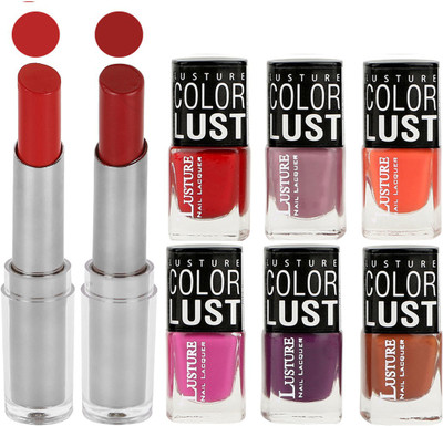 Ramble Lipstick and Nail Polish combo Gift Pack(Set of 8)
