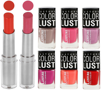 Ramble Lipstick and Nail Polish combo Gift Pack(Set of 8)
