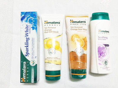 

Himalaya Tan Removal Orange Peel Off Mask, Tan Removal Orange Face Wash, Soothing Boy Lotion, Toothpaste(Set of)